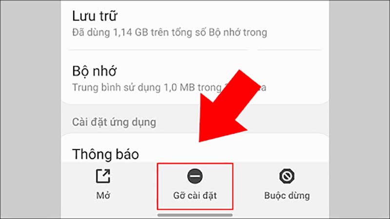 Gỡ app tốn dung lượng để giải phóng bộ nhớ