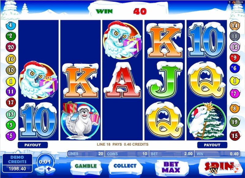 Slot giáng sinh này 5 cuộn 3 hàng và 20 hàng thanh toán