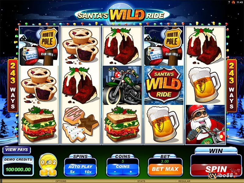 Cách chơi game slot Santas Wild Ride rất đơn giản